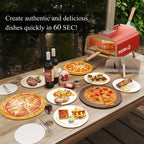 Four à pizza d'extérieur multi-combustibles avec brûleur à gaz et boîte à bois - 30 cm