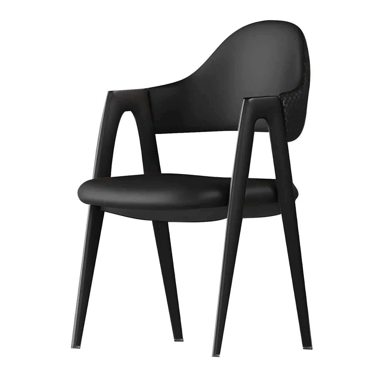 Chaise de salle à manger en cuir moderne avec dossier incurvé et ouvert