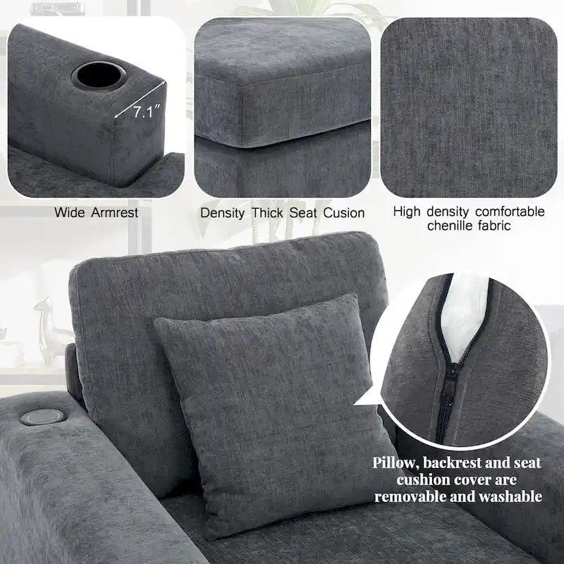 Trois tailles de chaise longue surdimensionnée avec oreillers