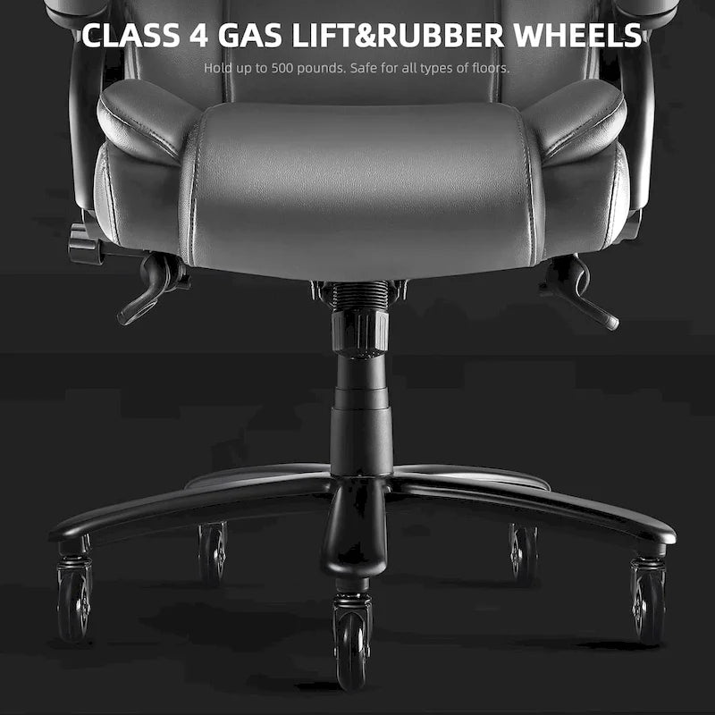 Chaise de bureau Bossin Big and Tall pour cadres, 227 kg, soutien lombaire réglable, chaise ergonomique avec dossier haut en cuir PU
