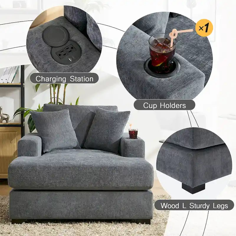 Trois tailles de chaise longue surdimensionnée avec oreillers