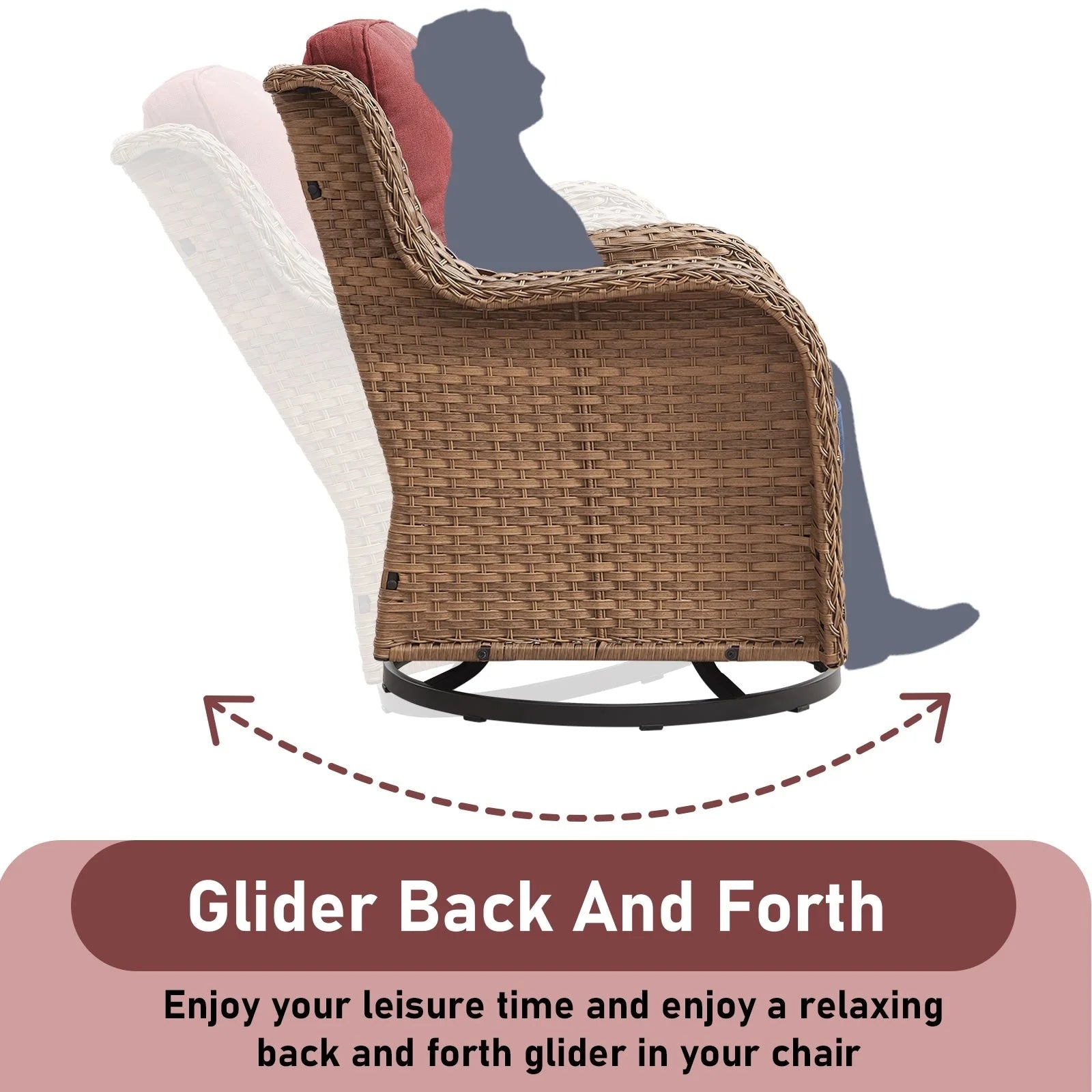Chaises longues à bascule d'extérieur Gymojoy en osier avec base pivotante (lot de 2)