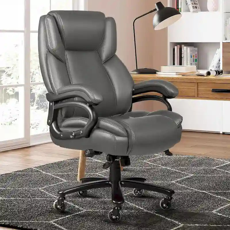 Chaise de bureau Bossin Big and Tall pour cadres, 227 kg, soutien lombaire réglable, chaise ergonomique avec dossier haut en cuir PU