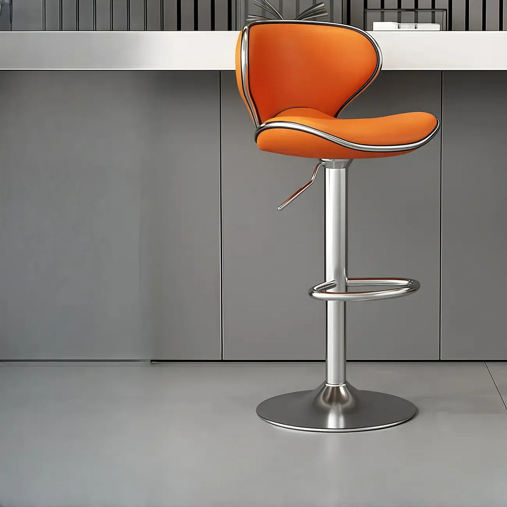 Tabouret de bar réglable pivotant en cuir rembourré