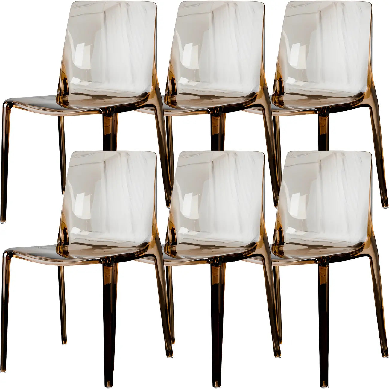 Chaise de salle à manger en acrylique ambré sans accoudoirs à dossier bas