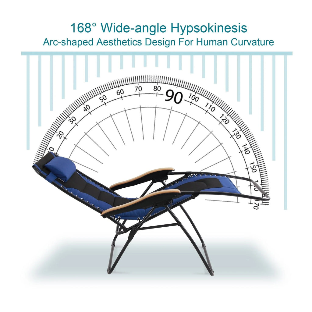 Fauteuil de relaxation zéro gravité XL surdimensionné et rembourré, avec accoudoirs plus larges, inclinable et porte-gobelet - N/A