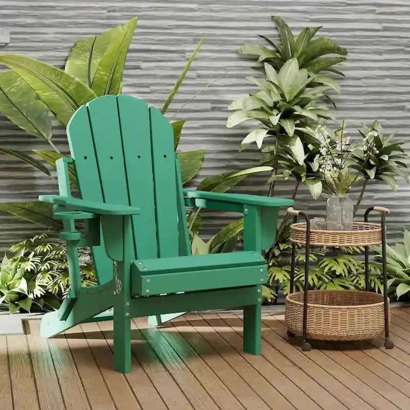 Chaise Adirondack pliable d'extérieur avec porte-gobelet