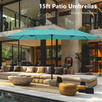 MAISON ARTS Parasol double de 4,5 m pour terrasse, grande taille, avec pied inclus