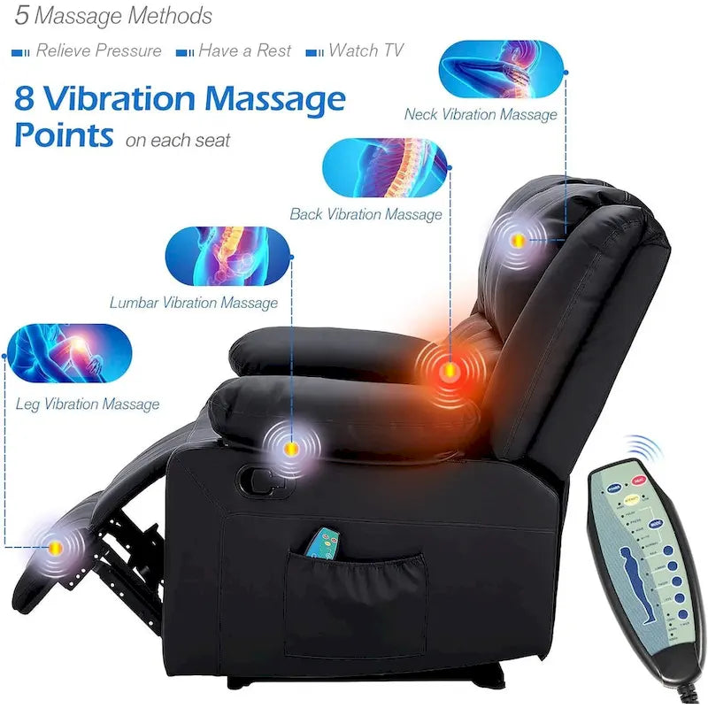 AECOJOY Causeuse inclinable 2 places avec fonction chauffage et massage