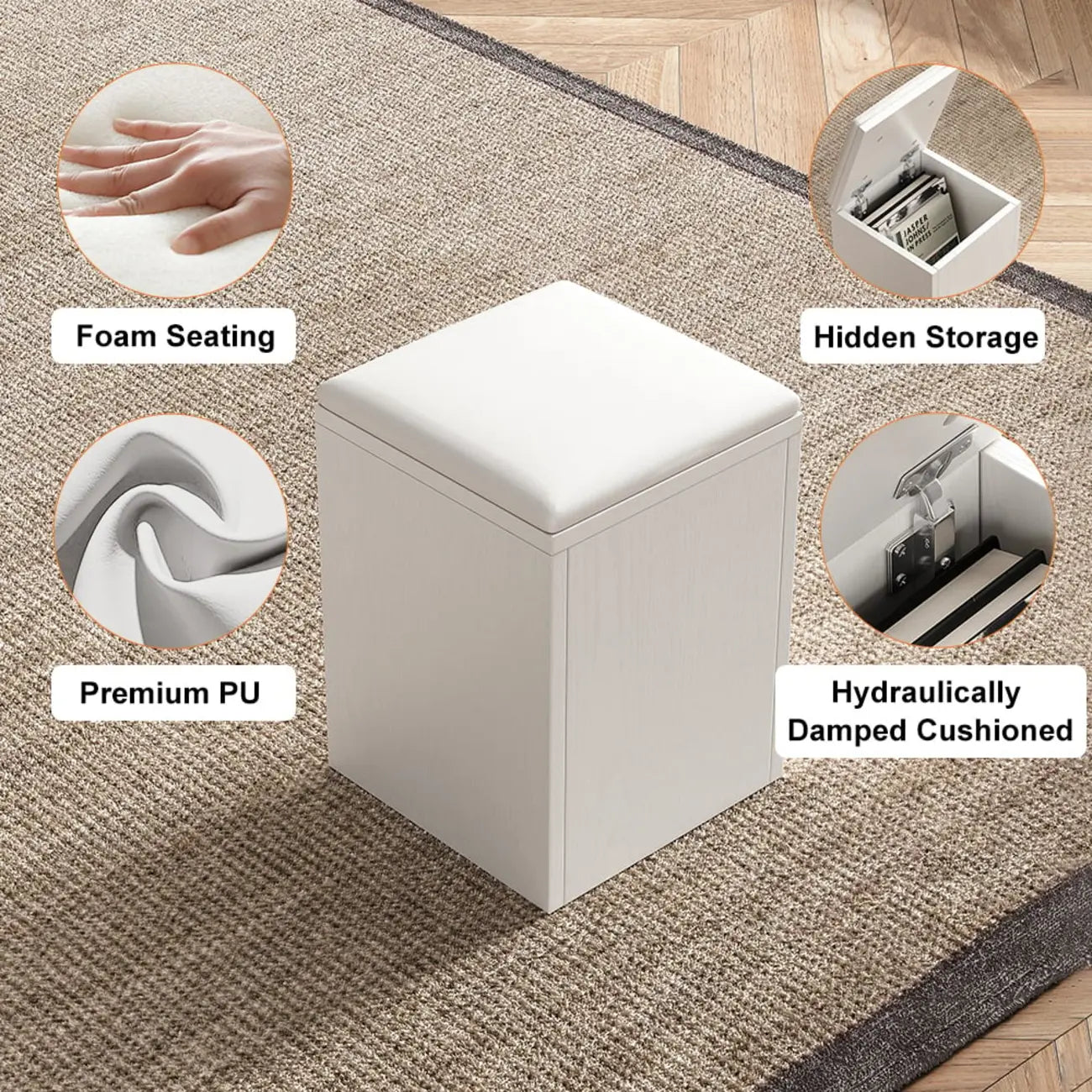 Table basse relevable et pliable avec 4 tabourets et rangement
