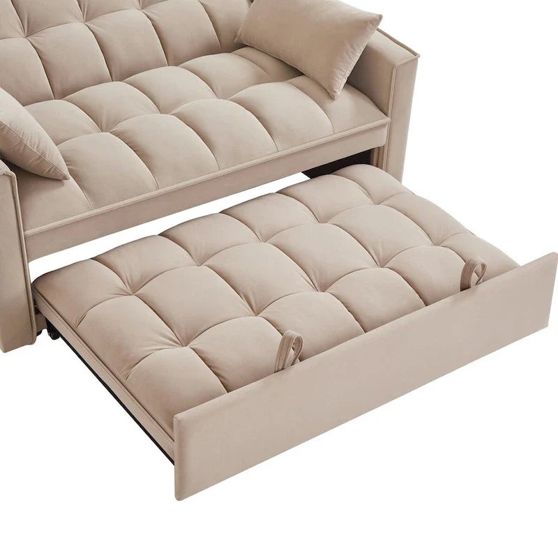 Canapé convertible 4 en 1 avec accoudoirs et poches de rangement, canapé-lit escamotable capitonné multifonction avec dossier réglable