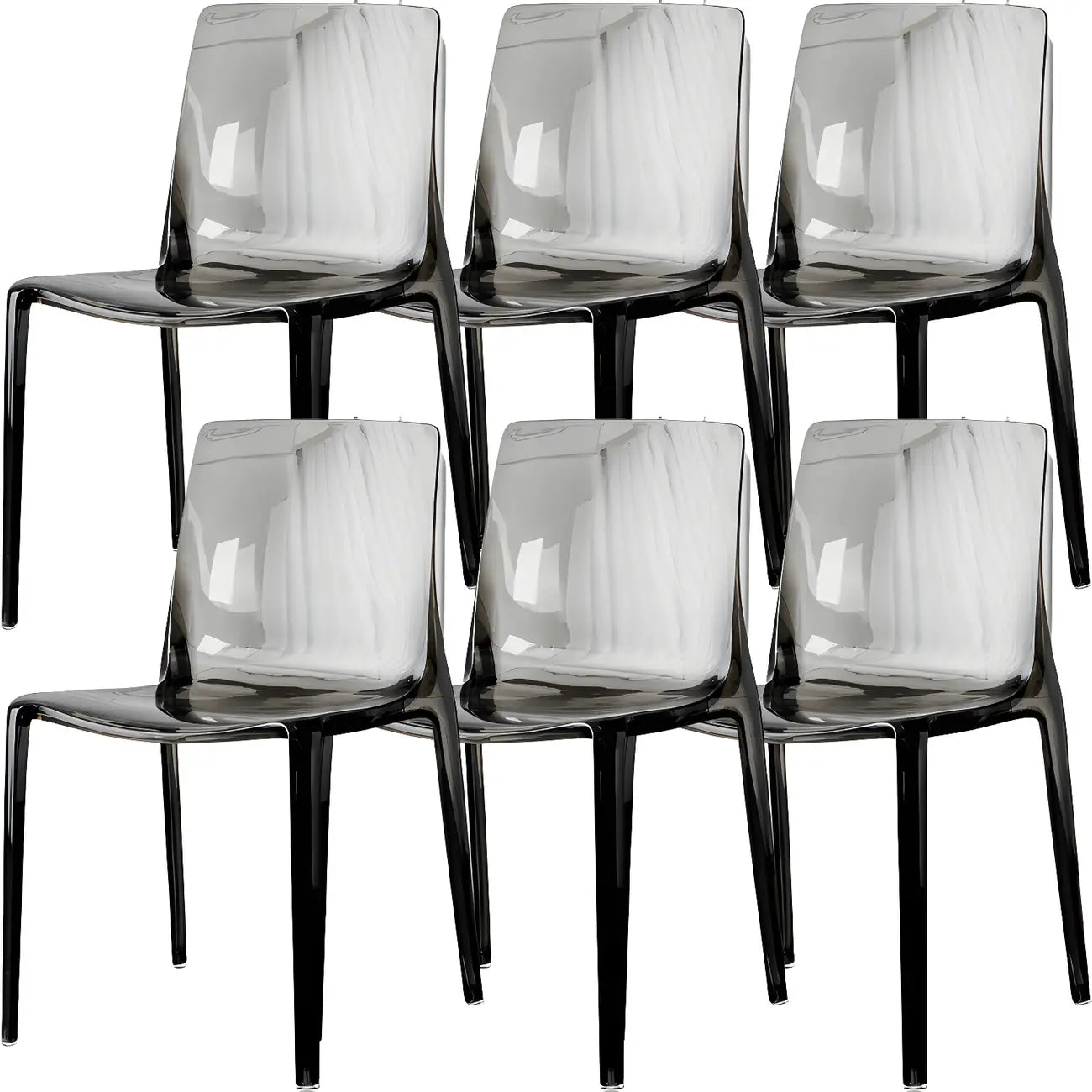 Chaise de salle à manger en acrylique ambré sans accoudoirs à dossier bas