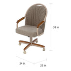 Chaise à roulettes pivotante et inclinable avec coussin pour repas décontractés