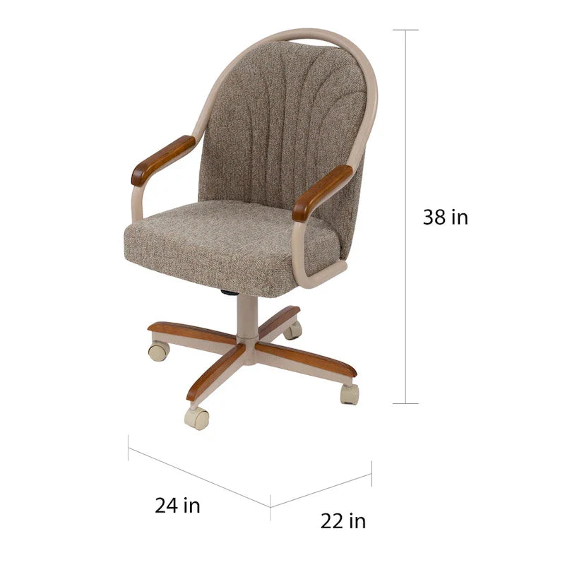 Chaise à roulettes pivotante et inclinable avec coussin pour repas décontractés