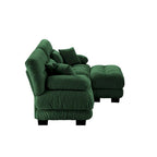 Canapé d'angle en forme de L en chenille avec coussins lombaires