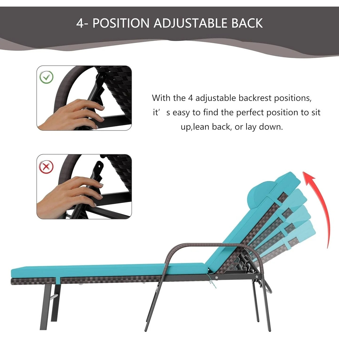 Kullavik – Ensemble de 3 chaises longues d'extérieur