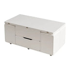 Table basse relevable et pliable avec 4 tabourets et rangement