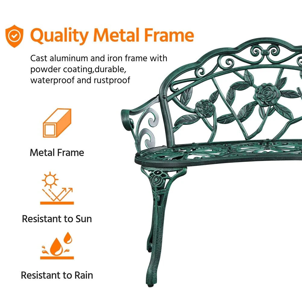 Yaheetech Banc en métal pour l'extérieur, Patio, Parc, Jardin - N/A