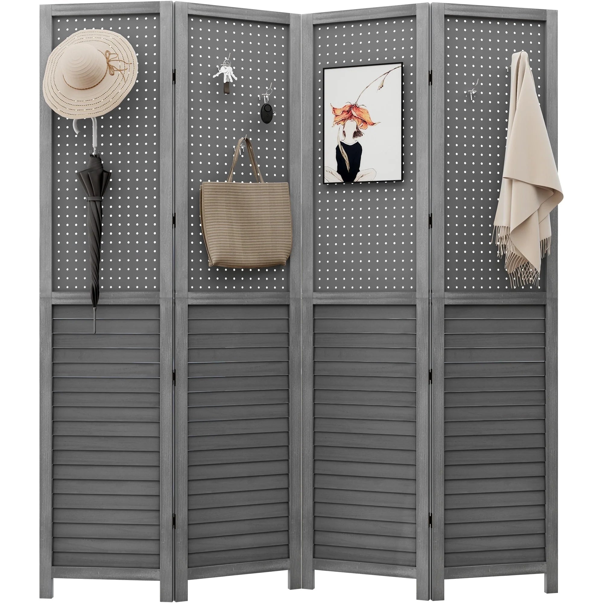 Séparateur de pièce Moasis 67 Blanc en bois à 4 panneaux