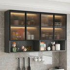 Buffet de cuisine mural gris en bois avec rangement