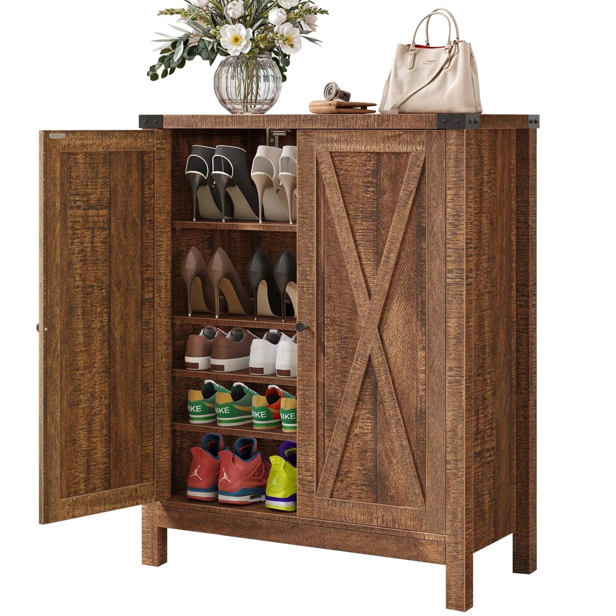 Moasis Meuble de rangement pour chaussures à 5 niveaux et 20 paires avec portes doubles pour entrée