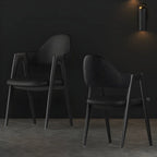 Chaise de salle à manger en cuir moderne avec dossier incurvé et ouvert