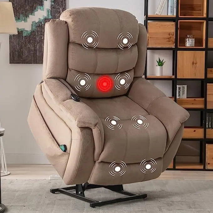 Fauteuil inclinable électrique releveur pour personnes âgées avec massage et fonction chauffante (inclinaison à plat)