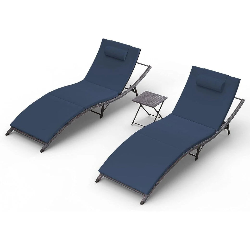 Kullavik – Ensemble de 3 chaises longues d'extérieur