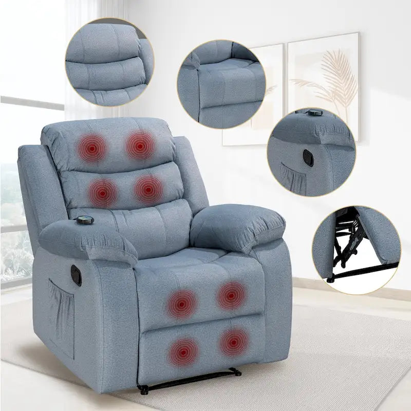 Fauteuil inclinable moelleux avec fonction massage et chauffage