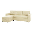Canapé d'angle réversible convertible avec lit gigogne, méridienne avec rangement dissimulé et pieds durables