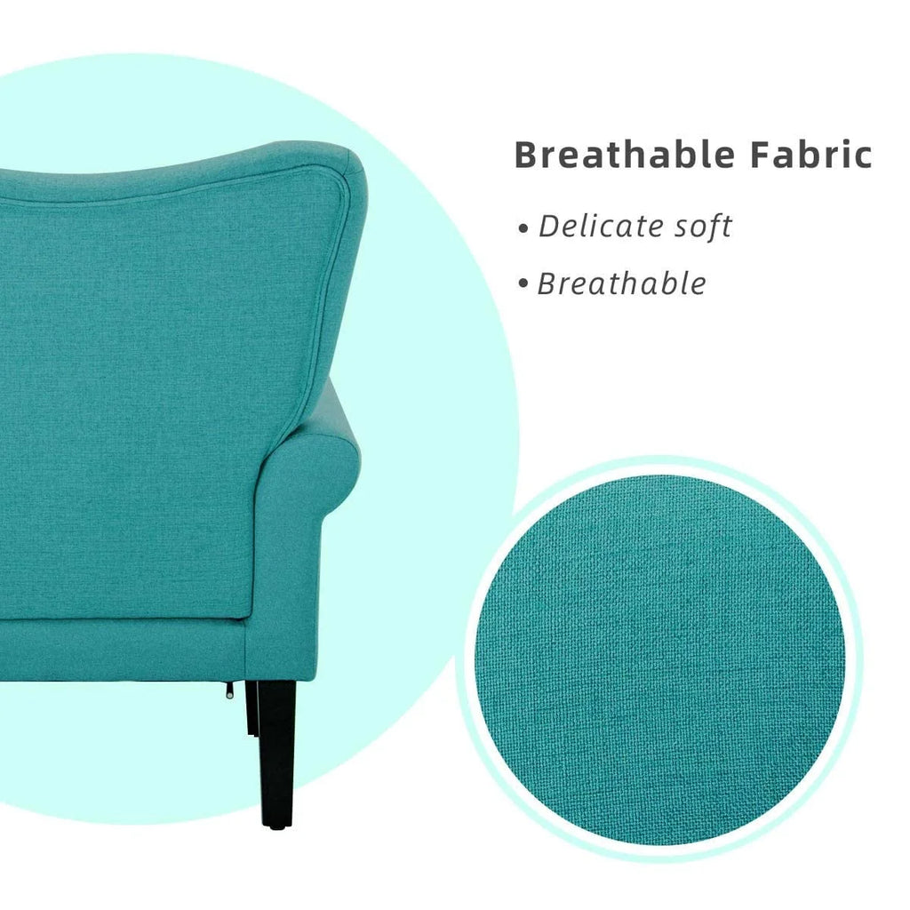 Fauteuil d'appoint moderne Erommy, fauteuil à dossier haut, canapé individuel en tissu capitonné avec pieds en bois pour salon