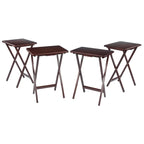 Ensemble de 4 tables d'appoint pliantes en noyer antique riche de 65,4 cm