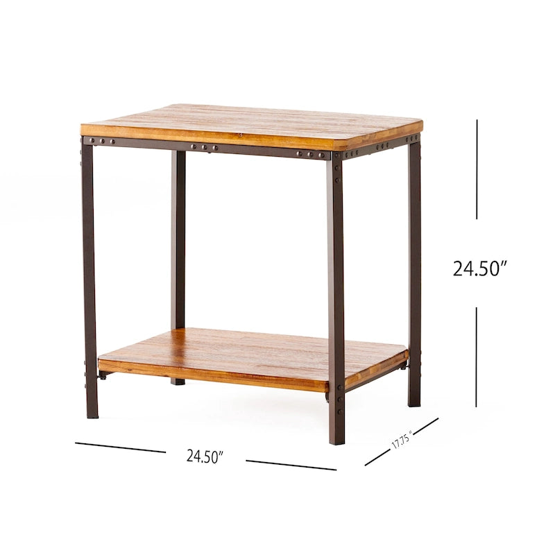 Table d'appoint Ronan Wood Rustic Metal par Christopher Knight Home
