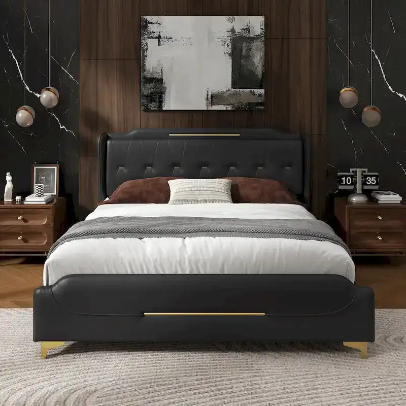 Lit rembourré moderne en cuir PU Uphou de Christopher Knight Home
