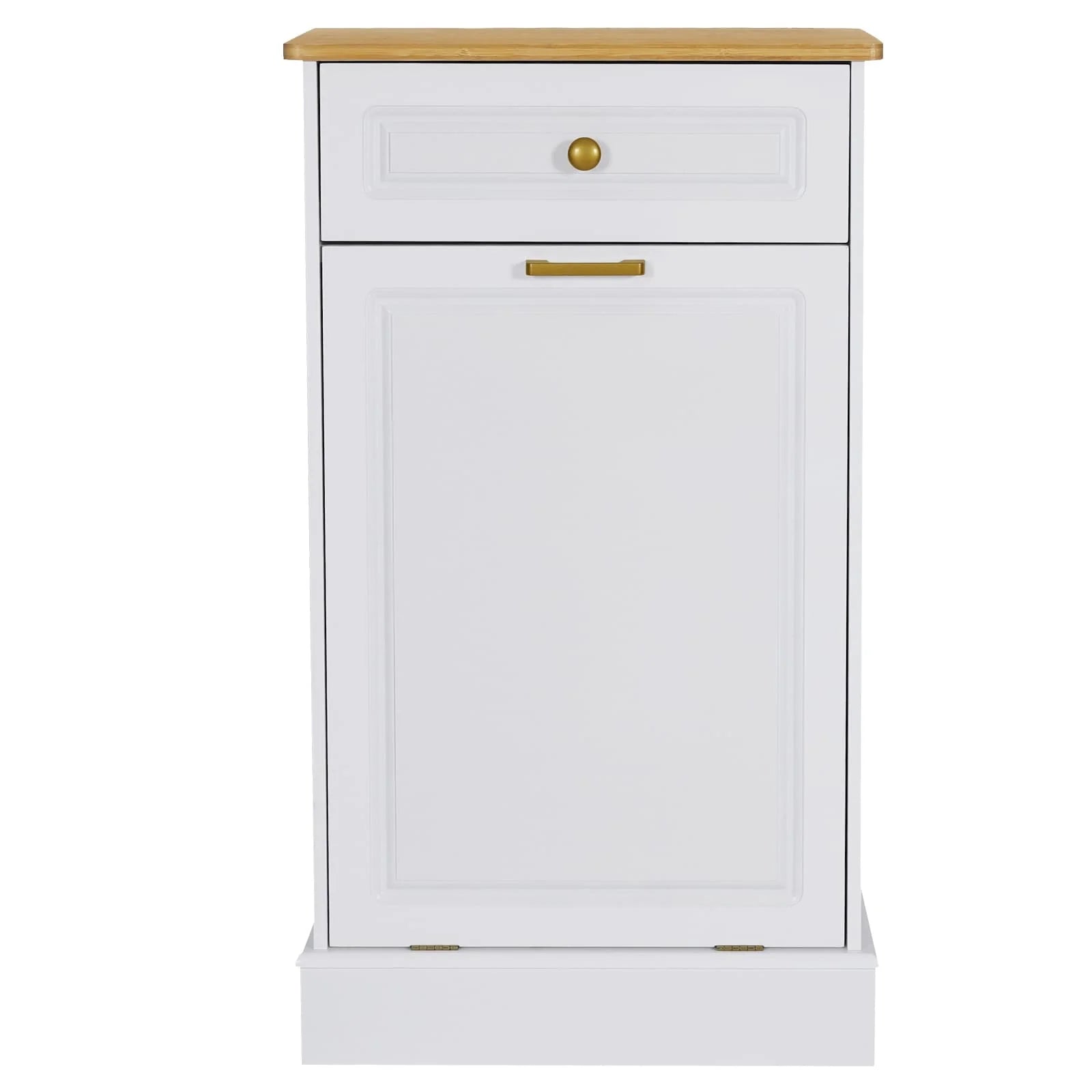 Meuble de Cuisine Poubelle Inclinable, Poubelle de Rangement en Bois, Corbeilles à Papier de Comptoir avec Tiroir