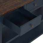 Console en bois avec 3 tiroirs de rangement et 2 étagères