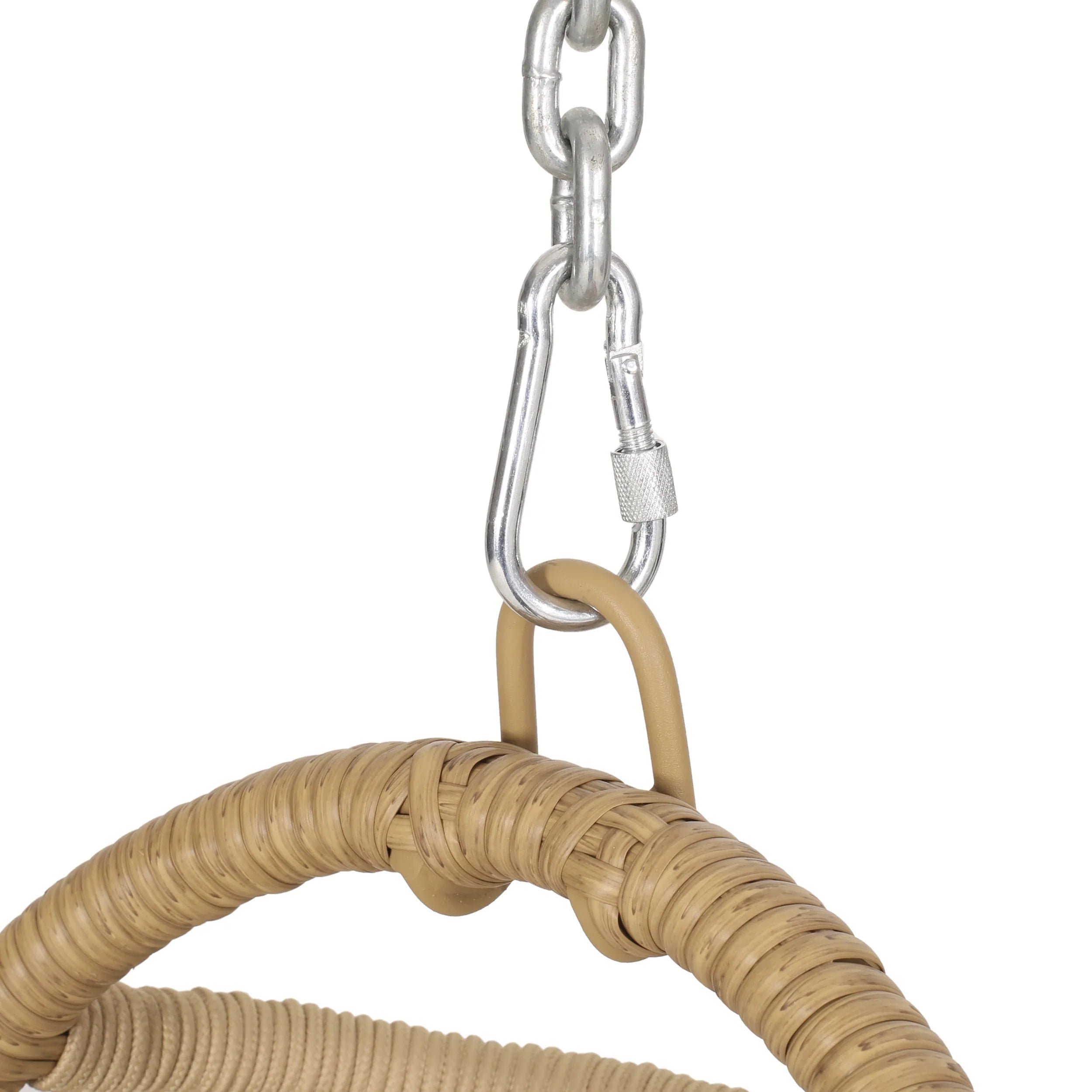 Chaise suspendue pliable d'extérieur Coloma en osier et corde avec support