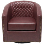 Fauteuil pivotant rond en similicuir capitonné KINWELL, 73,6 cm de large