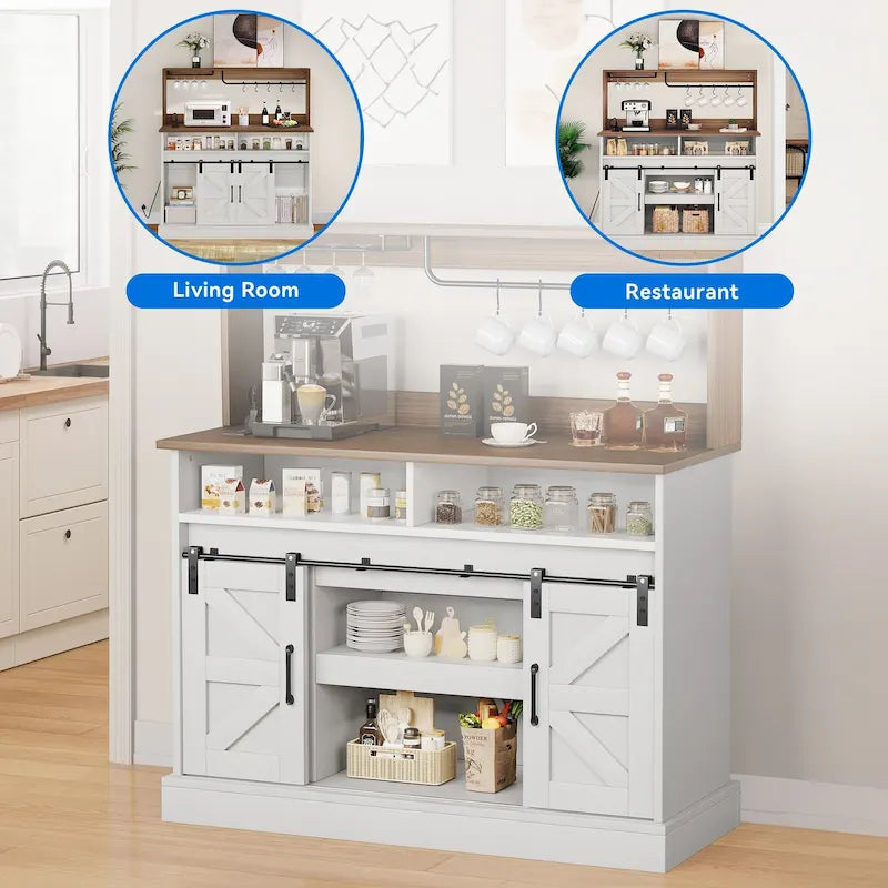Moasis - Meuble de Bar à Café Style Ferme - 38,4 P x 119,9 L x 130,8 H cm