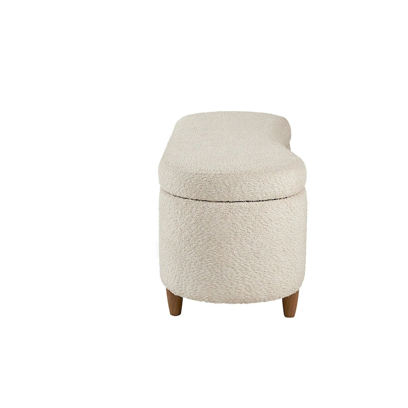 Banc de rangement rabattable en tissu bouclé taupe INK+IVY Bailey