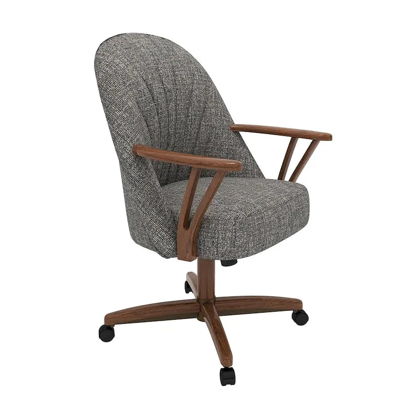 Chaise de salle à manger à roulettes Chromcraft Cliff, finition noyer