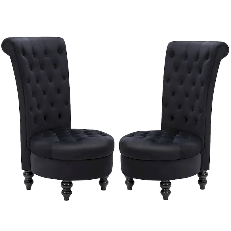 AVAWING Lot de 2 Chaises royales à dossier haut, rembourrage épais et pieds en bois d'hévéa