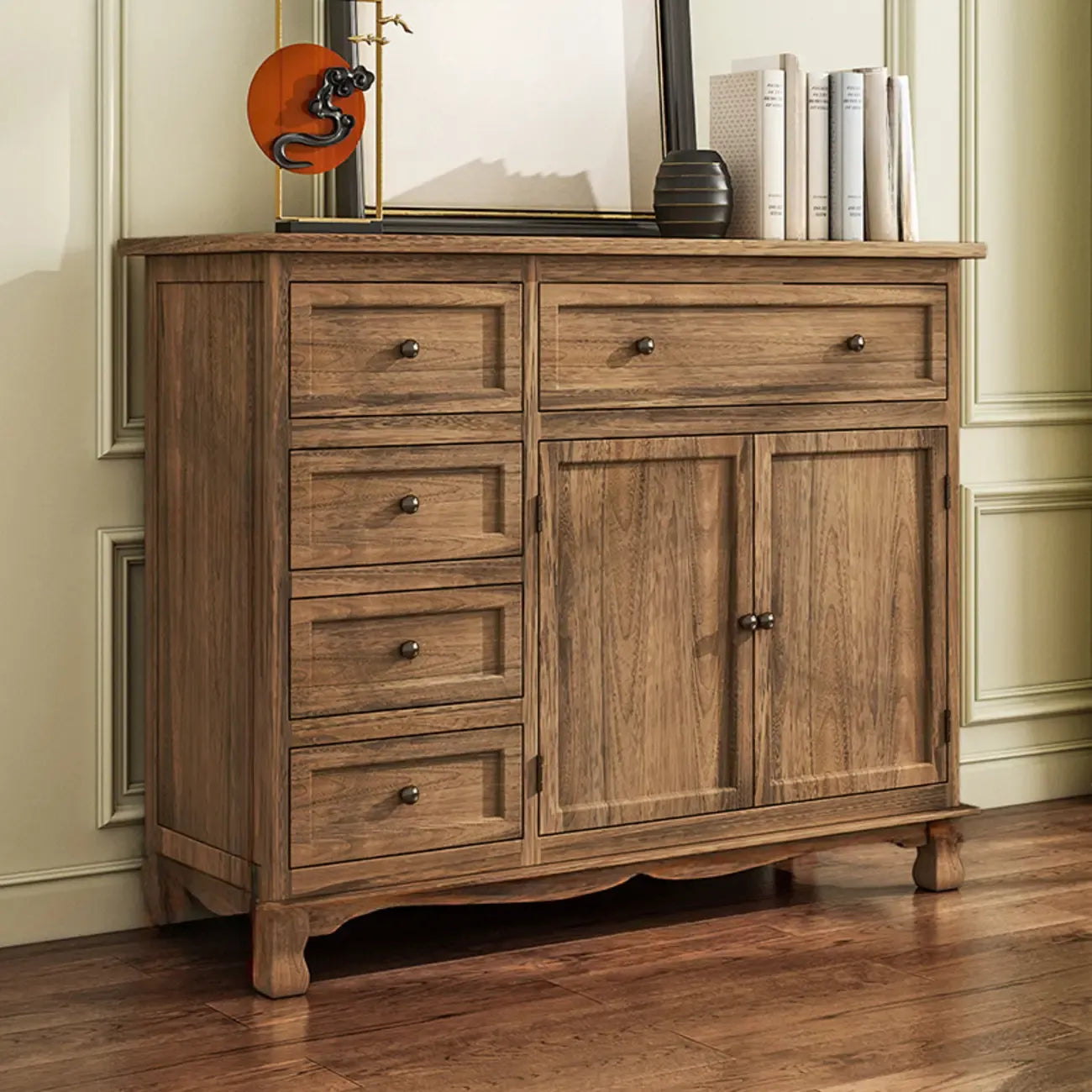 Meuble d'appoint rustique en bois marron pour le rangement du salon