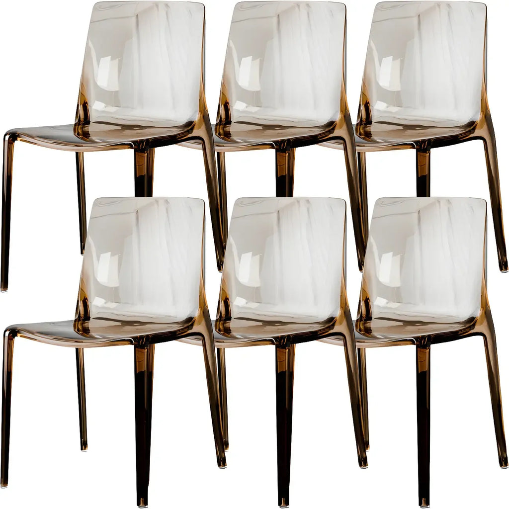 Chaise de salle à manger en acrylique ambré sans accoudoirs à dossier bas