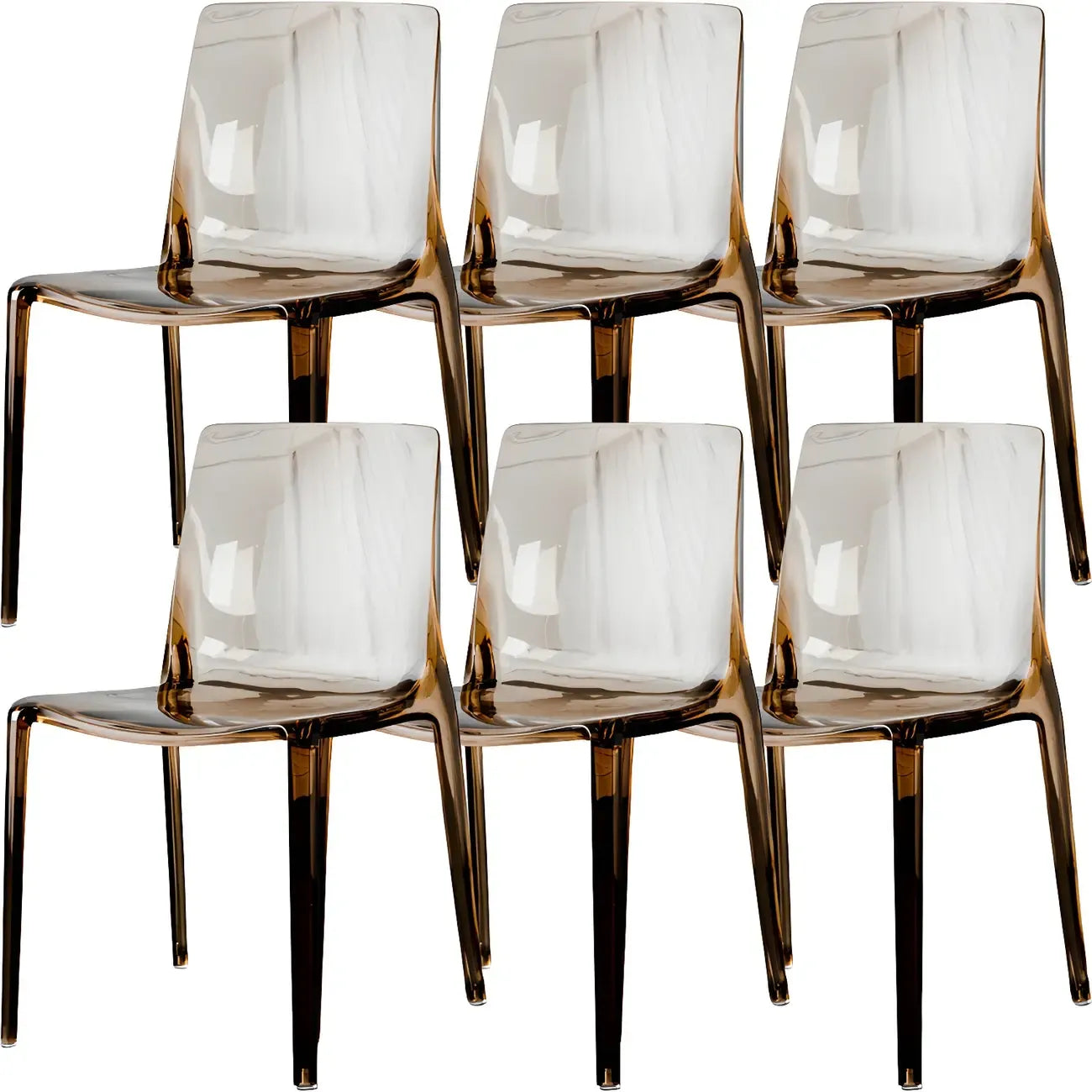 Chaise de salle à manger en acrylique ambré sans accoudoirs à dossier bas
