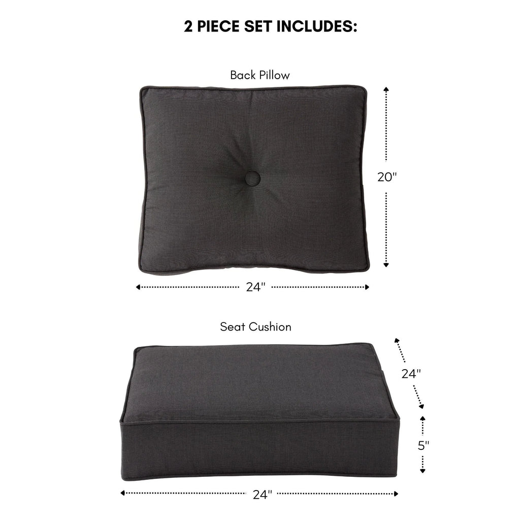 Ensemble de 2 coussins d'extérieur Sunbrella haut de gamme à assise profonde