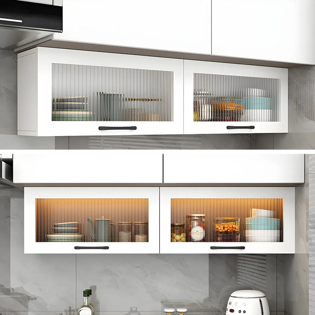 Vaisseliers de cuisine blancs en bois à fixation murale