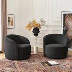 KINWELL Fauteuil d'appoint pivotant rembourré en forme de tonneau, de 86 cm de large (Lot de 2)