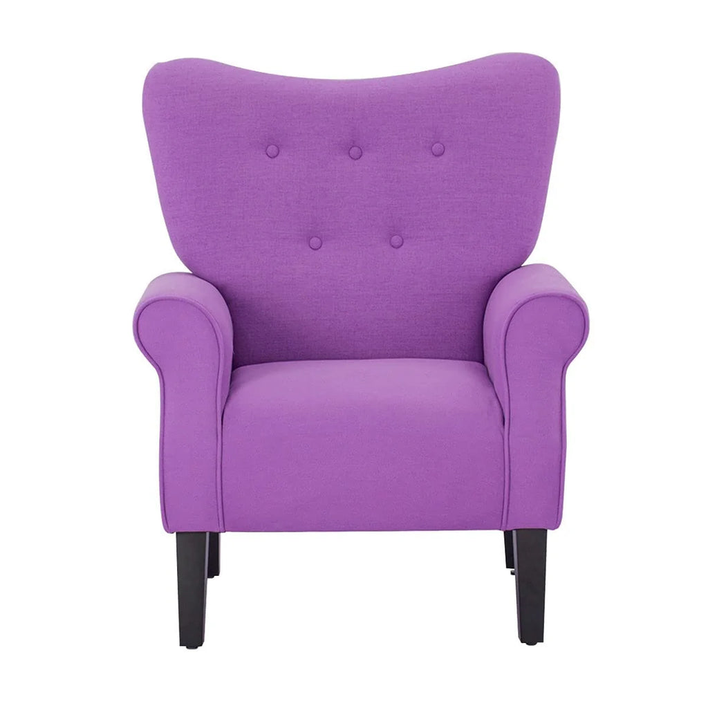 Fauteuil d'appoint moderne Erommy, fauteuil à dossier haut, canapé individuel en tissu capitonné avec pieds en bois pour salon