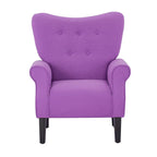Fauteuil d'appoint moderne Erommy, fauteuil à dossier haut, canapé individuel en tissu capitonné avec pieds en bois pour salon